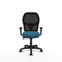 Silla de oficina Alocén con mecanismo Sincro/Traslack tapizada con Tela color Verde petróleo y malla color Negro. Equipada con lumbar 1D, Brazos 1D y Ruedas de nailon 50 mm