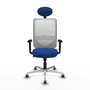 PIQUERAS Y CRESPO Silla de oficina Zulema con mecanismo Sincro, Azul y Blanco