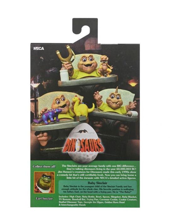 NECA Ultimate Baby Sinclair Figura de Acción Articulada 10 cm de Dinosaurios con Trona y Accesorios - Figura Coleccionable