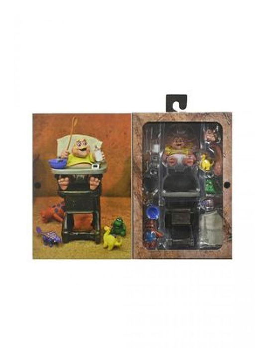 NECA Ultimate Baby Sinclair Figura de Acción Articulada 10 cm de Dinosaurios con Trona y Accesorios - Figura Coleccionable