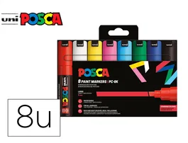 Posca Marcador de Pintura PC-8K/8C Punta Biselada 8 mm Estuche 8 Colores Básicos
