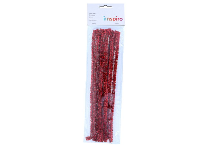 Innspiro Limpiapipas de Chenilla Metálica Roja 10mm x 30cm (10 unidades)