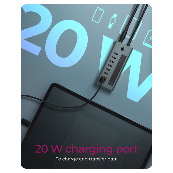 ICY BOX IB-HUB1457-C31 Hub USB-C de 7 puertos con pantalla integrada ICY BOX IB-HUB1457-C31 Hub USB-C de 7 puertos con pantalla integrada