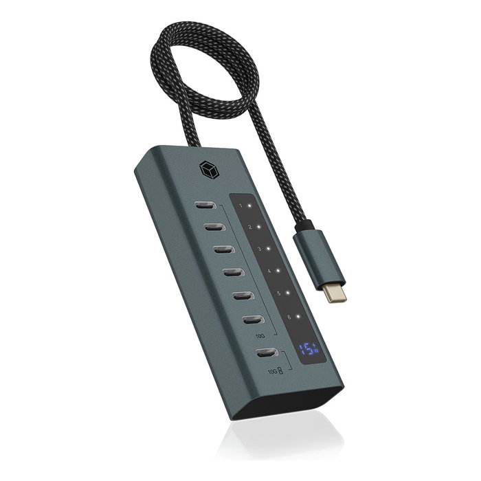 ICY BOX IB-HUB1457-C31 Hub USB-C de 7 puertos con pantalla integrada ICY BOX IB-HUB1457-C31 Hub USB-C de 7 puertos con pantalla integrada
