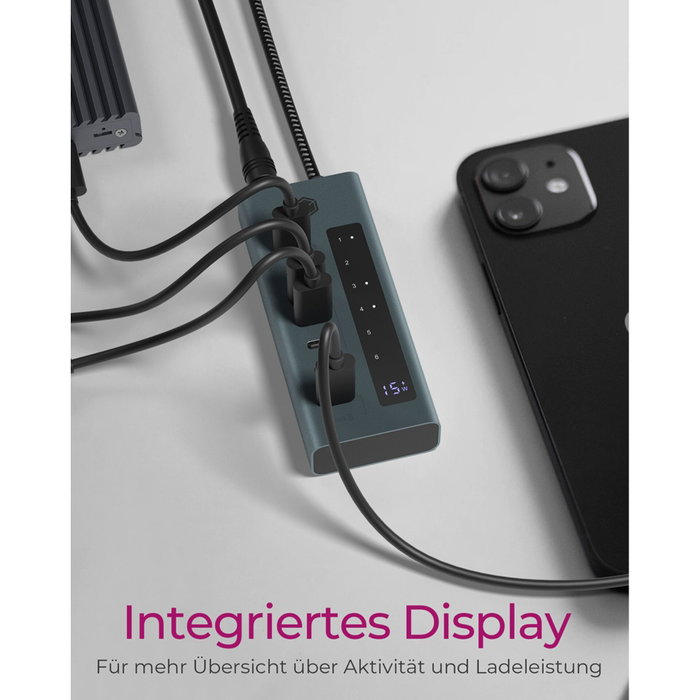 ICY BOX IB-HUB1457-C31 USB-C HUB de 7 puertos con Display