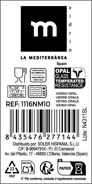 La Mediterranea Plato Postre Opal Colección Whom 21.5 cm (48 Unidades) La Mediterranea Plato Postre Opal Colección Whom 21.5 cm (48 Unidades)