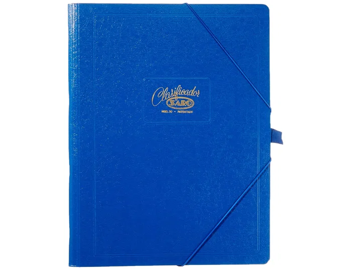 Saro Carpeta clasificador cartón compacto folio azul 12 departamentos