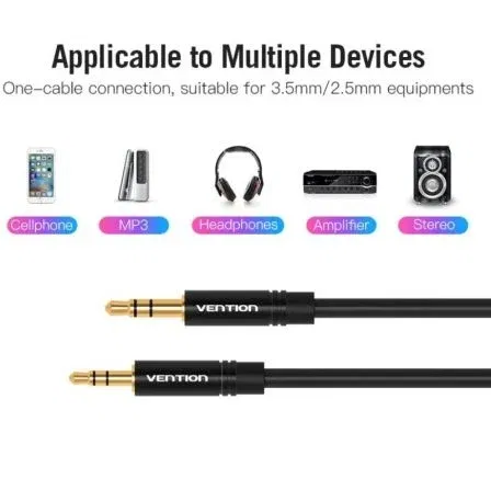 Vention BALBG Cable Estéreo Jack 3.5 Macho - Jack 2.5 Macho 1.5m Negro