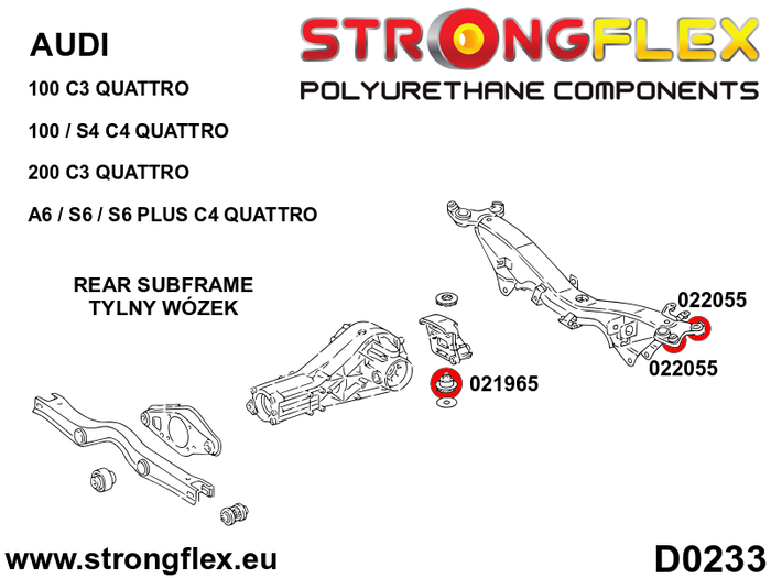 StrongFlex STF026276B Kit Completo Silentblocks Poliuretano Suspensión Audi 100 C4 Quattro 90-94