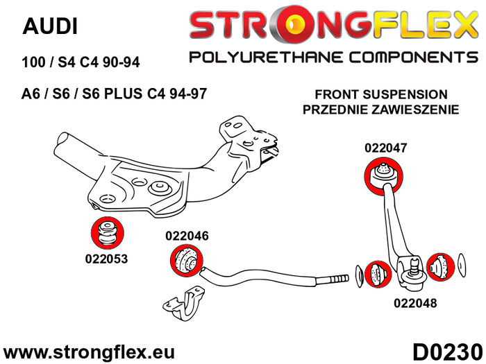 StrongFlex STF026276B Kit Completo Silentblocks Poliuretano Suspensión Audi 100 C4 Quattro 90-94
