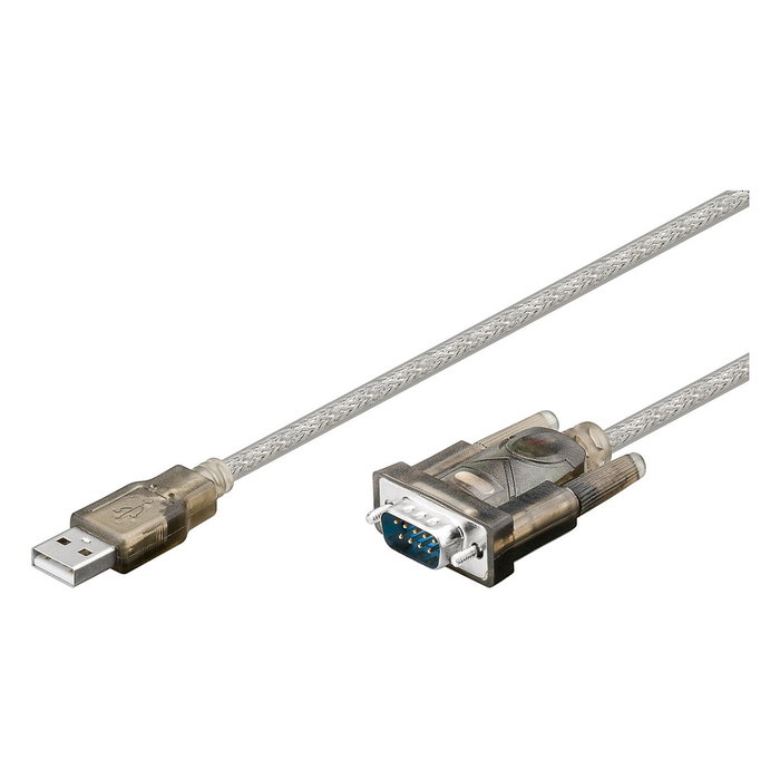Goobay 95435 Convertidor USB a RS-232 Serie, 1,5m, Transparente, USB 2.0 Macho (Tipo A) a D-SUB Macho (9 pines)