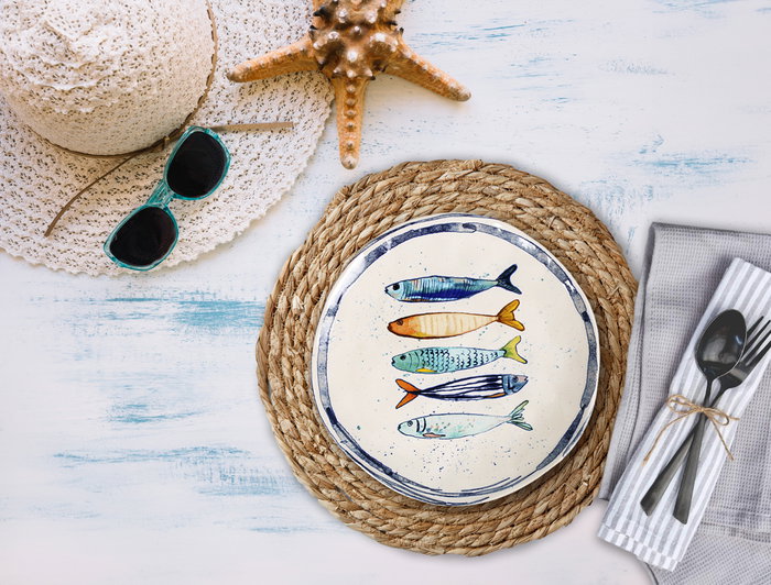 La Mediterranea Plato Llano 26 cm "Peixe" Colección Peixe Brillo (6 Unidades)