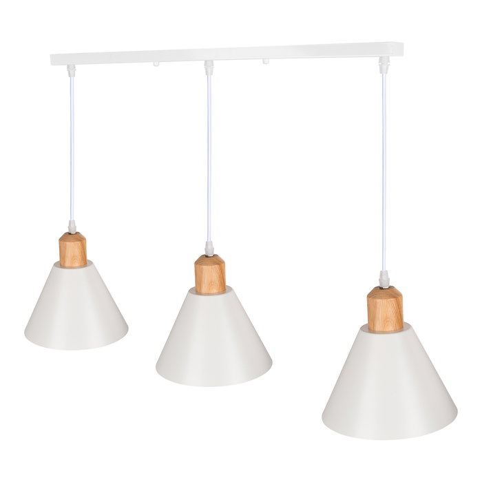 Lámpara Colgante Heidi de Metal y Madera en Blanco/Madera