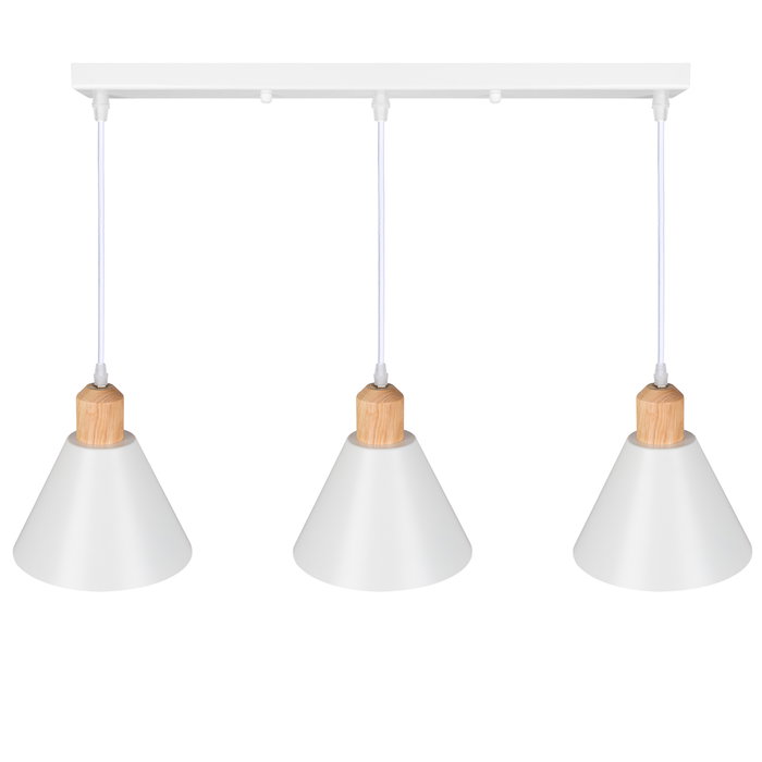 Lámpara Colgante Heidi de Metal y Madera en Blanco/Madera