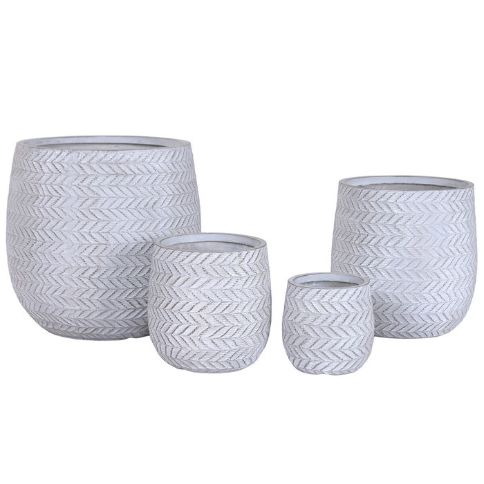 DKD Home Decor Set de 4 Maceteros de Magnesia y Fibra de Vidrio Gris DKD Home Decor Set de 4 Maceteros de Magnesia y Fibra de Vidrio Gris