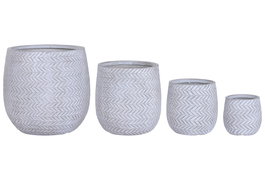 DKD Home Decor Set de 4 Maceteros de Magnesia y Fibra de Vidrio Gris