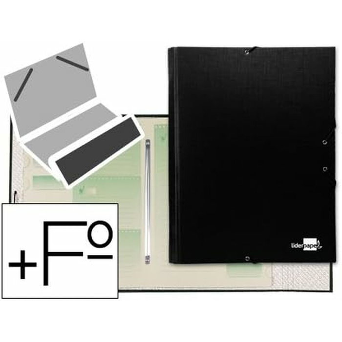 Liderpapel Carpeta clasificadora 12 departamentos folio prolongado negra Liderpapel Carpeta clasificadora 12 departamentos folio prolongado negra
