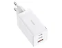 Baseus GaN5 Pro 65W con 2xUSB-C + USB y cable USB-C a USB-C de 100W, Blanco