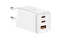 Baseus GaN5 Pro 65W con 2xUSB-C + USB y cable USB-C a USB-C de 100W, Blanco