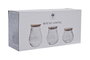 DKD Home Decor Set de 3 Botes de Cristal y Bambú
