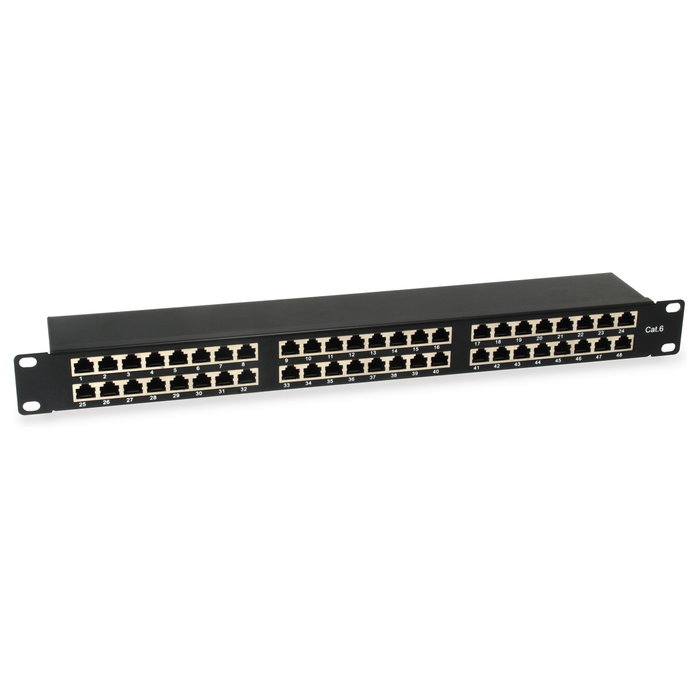 EQUIP 326449 Patch Panel 48 Puertos RJ45 Cat6 1U 19" FTP Negro, ISO/IEC, RoHS, CE EQUIP 326449 Patch Panel 48 Puertos RJ45 Cat6 1U 19" FTP Negro, ISO/IEC, RoHS, CE