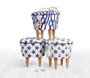 Atelier Del Sofa Puf Cunda v2 Blue, White de Microfibra para Sala de Estar, Diseño Impresionista, 42 cm Alto