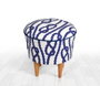 Atelier Del Sofa Puf Cunda v2 Blue, White de Microfibra para Sala de Estar, Diseño Impresionista, 42 cm Alto