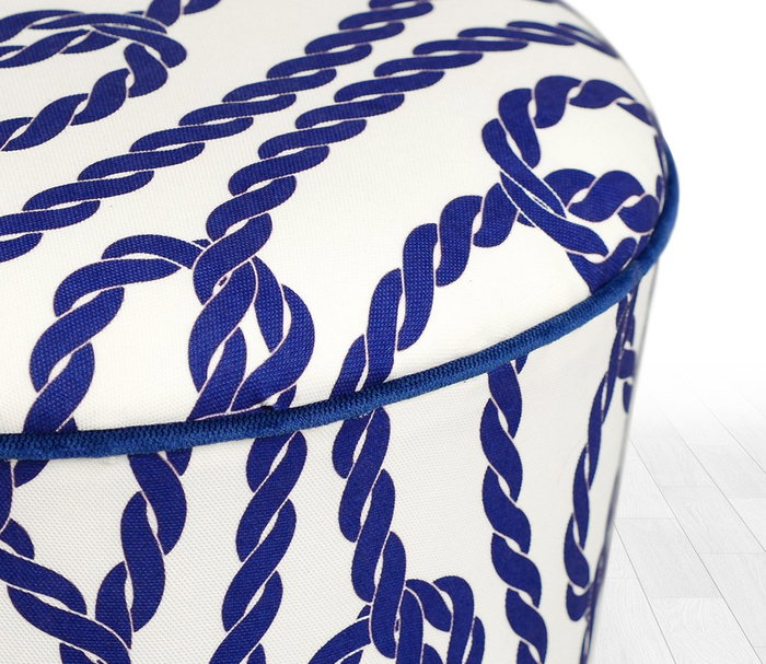 Atelier Del Sofa Puf Cunda v2 Blue, White de Microfibra para Sala de Estar, Diseño Impresionista, 42 cm Alto