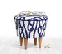 Atelier Del Sofa Puf Cunda v2 Blue, White de Microfibra para Sala de Estar, Diseño Impresionista, 42 cm Alto