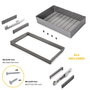 Emuca Kit de cajón metálico y bastidor regulable Quartz para armarios, guías de cierre suave y extracción total, Módulo 80cm, Acabado Titanio