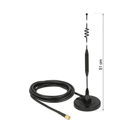 DeLOCK Antena LTE 6dBi Omnidireccional SMA con Cable RG-58 de 3m Negro