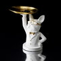 Home Deco Factory Vaciabolsillos Bulldog Camarero Blanco Escultura Decorativa para Llaves Monedas