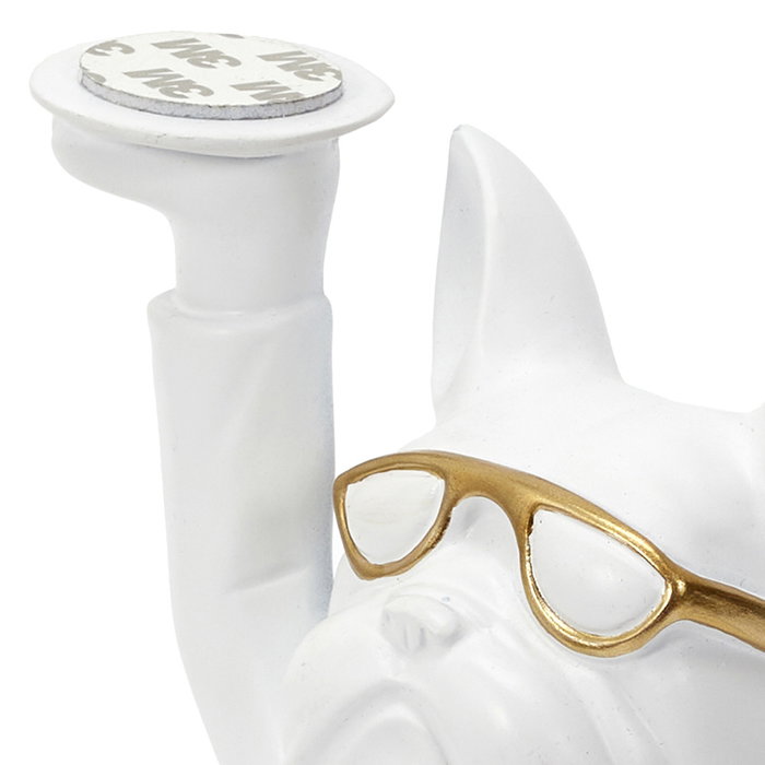 Home Deco Factory Vaciabolsillos Bulldog Camarero Blanco Escultura Decorativa para Llaves Monedas