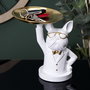 Home Deco Factory Vaciabolsillos Bulldog Camarero Blanco Escultura Decorativa para Llaves Monedas