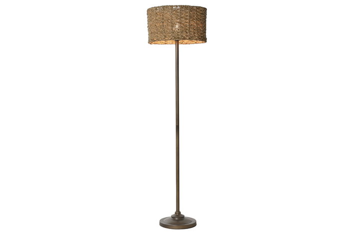 DKD Home Decor Lámpara de Pie de Metal y Fibra Marrón DKD Home Decor Lámpara de Pie de Metal y Fibra Marrón