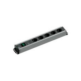 Bachmann Regleta 5 Enchufes Schuko con 2 Cargadores USB, Compatible con Rack de 19 Pulgadas, Cable 2m