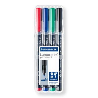 Staedtler Lumocolor 317 WP4 Marcadores Permanentes Punta Media 1mm Surtidos (Negro, Azul, Verde, Rojo) extra_info_placeholder Staedtler Lumocolor 317 WP4 Marcadores Permanentes Punta Media 1mm Surtidos (Negro, Azul, Verde, Rojo) extra_info_placeholder