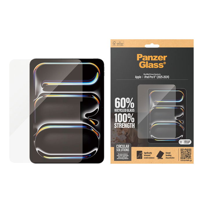 PanzerGlass Protector de Pantalla para iPad Pro 11" 2024, Ultra-Wide Fit, Vidrio Templado, Resistente a Rayones y Golpes