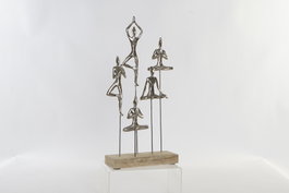 DKD Home Decor Figura de Yoga en Aluminio y Mango Natural