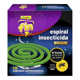 Flower Espiral Insecticida Antimosquitos y Mosquito Tigre para Exterior, Sin Olor, 10 Unidades + 2 Soportes Metálicos, Resistente al Viento
