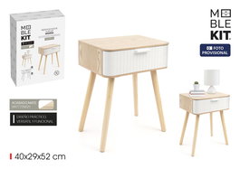 Inde Mesita de Noche Auxiliar de Madera Moblekit 16,8 cm Ancho x 41,9 cm Alto x 32,5 cm Largo (4 Unidades)