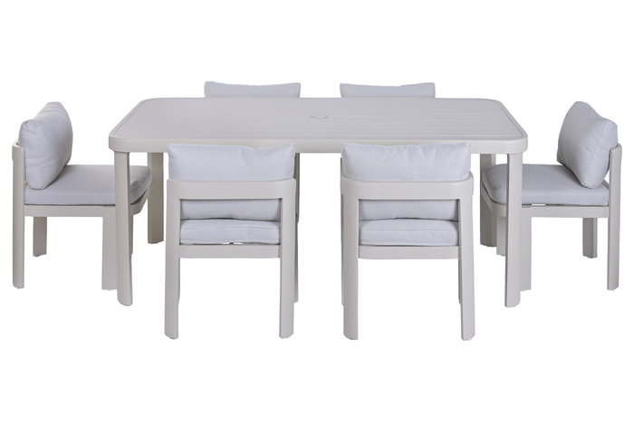 DKD Home Decor Set de Comedor de 7 Piezas en Aluminio Color Crema DKD Home Decor Set de Comedor de 7 Piezas en Aluminio Color Crema