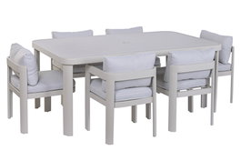 DKD Home Decor Set de Comedor de 7 Piezas en Aluminio Color Crema