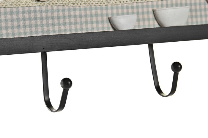 DKD Home Decor Perchero de Pared MDF y Metal Verde Café Vichy Negro