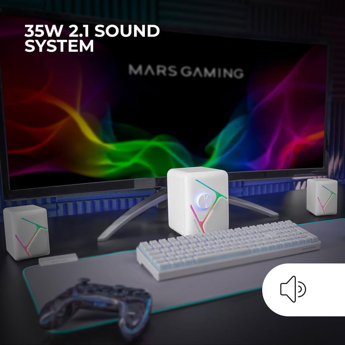 Mars Gaming MS-H21 Altavoces 2.1 Blanco
