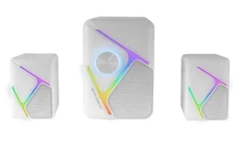 Mars Gaming Altavoces Gaming MS-H21 2.1 Canales 35W con Subwoofer, Sonido Surround 3D, Iluminación RGB Dinámica, Control de Volumen Frontal, Plug & Play, Blanco