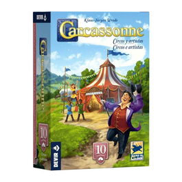 Devir Carcassonne: Circos y Artistas Expansión 10, Juego de Mesa en Español, Compatible con Carcassonne Base, 20 Losetas Nuevas, 2-6 Jugadores, Edad 7+
