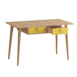 Hanah Home Mesa de Estudio Roble y Amarillo 120x74x60 cm