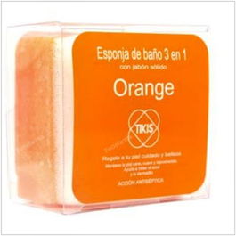 TIKIS Esponja Cuadrada Con Jabón Naranja 100 G