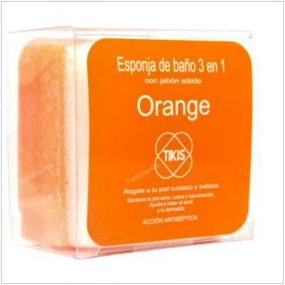 TIKIS Esponja Cuadrada Con Jabón Naranja 100 G
